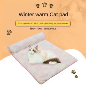 Soft warm cat mat cat bed; dog house cat house warm cat mat pet mat dog bed (colour: Large 80*60cm (for cats and dogs), size: Rainbow pink)