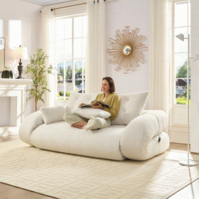 Human Dog Bed, Lazy Sofa Couch, 78.7" Multi-Functional Foldable Sofa Bed, 3-in-1 Teddy Fabric Foam-Filled Sleeper Sofa Bed for Living Room,Guest Bed (Color: as Pic)