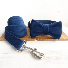 Bow pet collar large and small pet traction collar dog chain (Option: Blue-XS)
