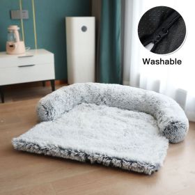 Pet Sofa; Warm Plush Pet Cushion For Indoor Dogs & Cats; Dog Blanket; Washable Pet Bed (Color: Light grey, size: S)