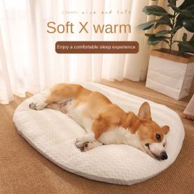 Removable and washable pet sleeping mat pillow pet bed; Soft and comfortable dog bed cat bed (colour: white, size: S-small 45 * 35 cm)