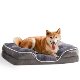 Memory Foam Pet Bed for Small Dogs & Cats with Washable Removable Cover Non-Slip Base Waterproof Liner Egg Crate Foam for Improved Sleep, gray,me (Color: as Pic)